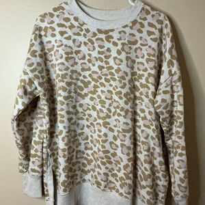 Aerie Beige and Cream Animal Print Sweater